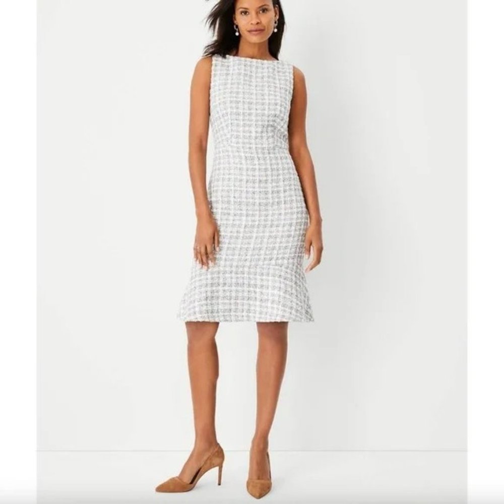 Ann Taylor Tweed Flounce Sheath Dress 14